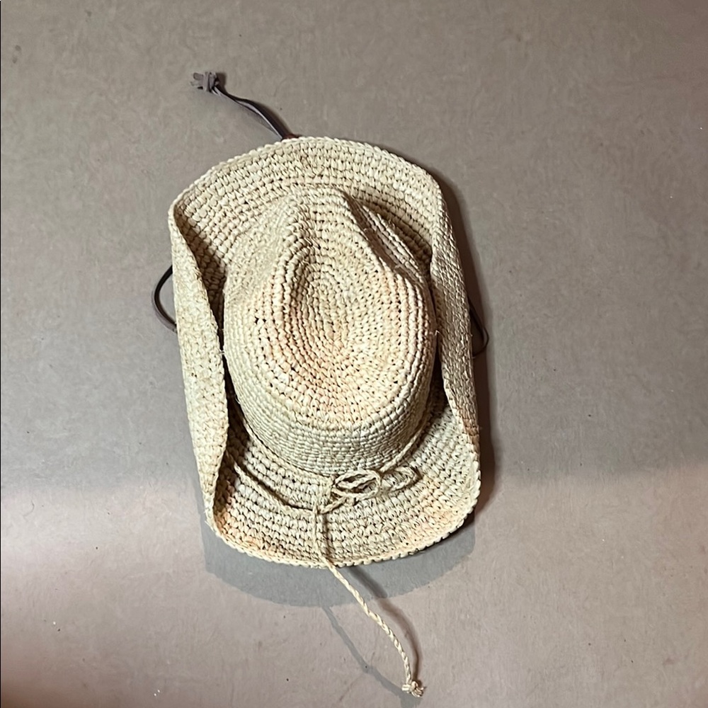San Diego Hat Company Cream Woven Sun Hat with Chin Strap